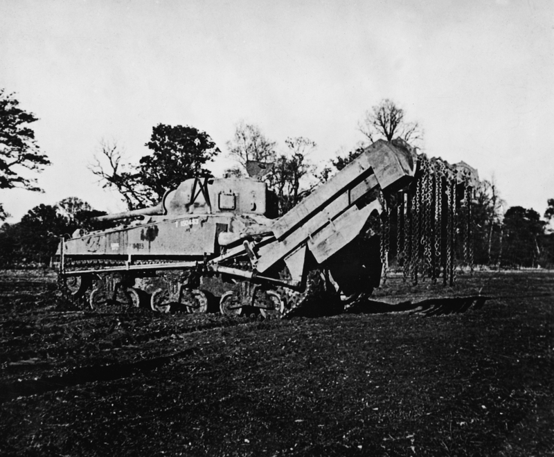 Sherman “Crab” mine-clearing tank.
